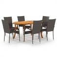 thumbnail image 1 of vidaXL 7 Piece Garden Dining Set Brown, 1 of 5