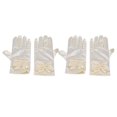 thumbnail image 3 of 2 juegos de guantes elegantes de satén para niñas, vestido de satén elástico, guantes cortos para ocasiones especiales, fiesta de boda, blanco lechoso, 3 of 5