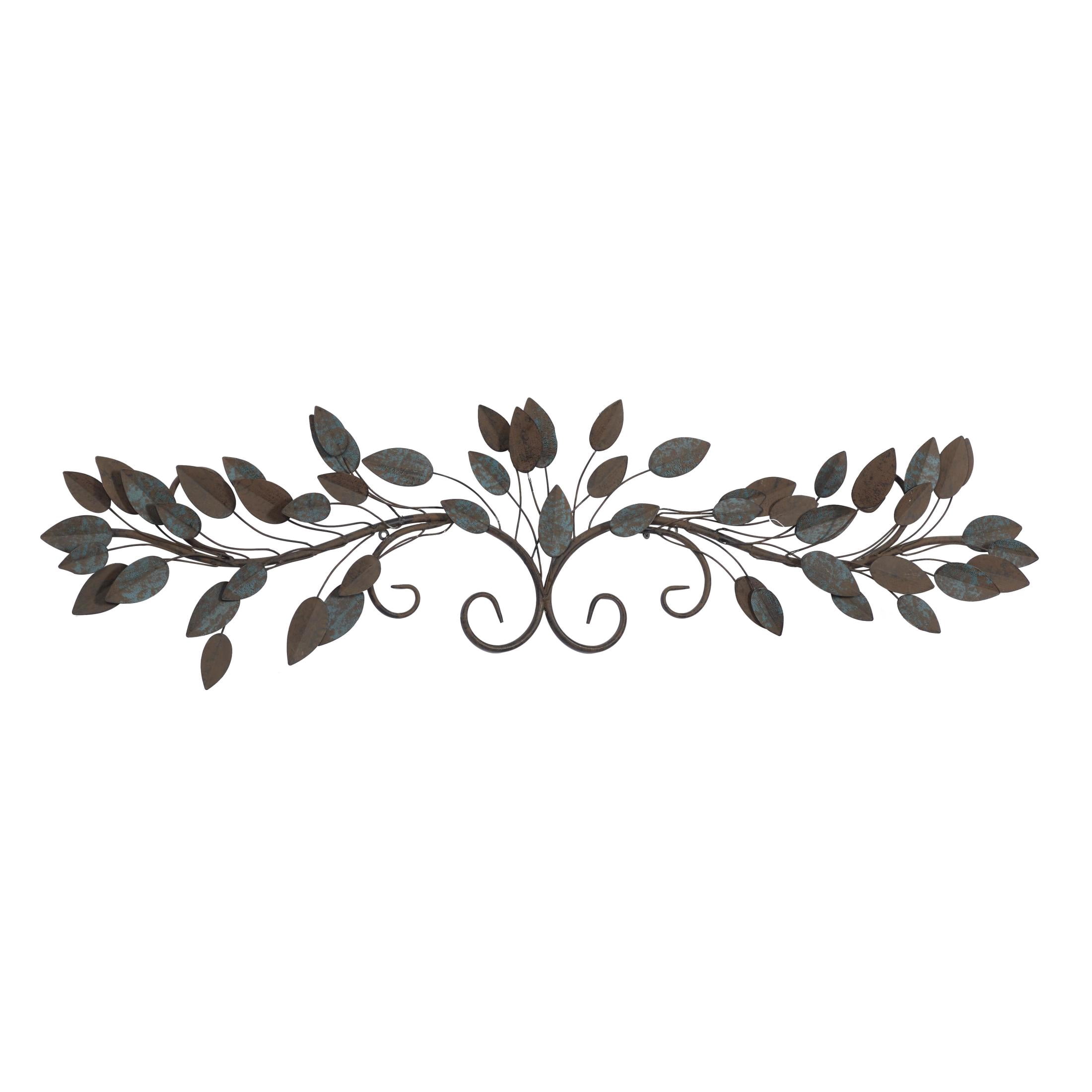 DecMode Blue Metal Scroll Leaf Wall Decor