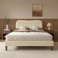 thumbnail image 4 of Satifur Queen Bed Frame with Teddy Velvet Soft Curved Headboard, Platform Bed with Wooden Slats Support, Easy Assembly, Noise-Free, Beige, 4 of 9