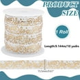 thumbnail image 2 of 10 Yards Elastic Woven Jacquard Ribbon 5/8 Inch White with Gold Floral Print Nylon Fabric Traditional Floral Pattern Casual & Festive Occasions 1pcs per Set, 2 of 9