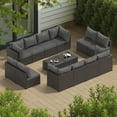 thumbnail image 3 of Outdoor  All Weather Patio Furniture Set 14 Pieces Sectional Rattan Sofa Set with Coffee Table,Grey, 3 of 7