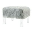 thumbnail image 3 of Furniture of America Raven I Contemporary Fabric Upholstered Ottoman in White, 3 of 7