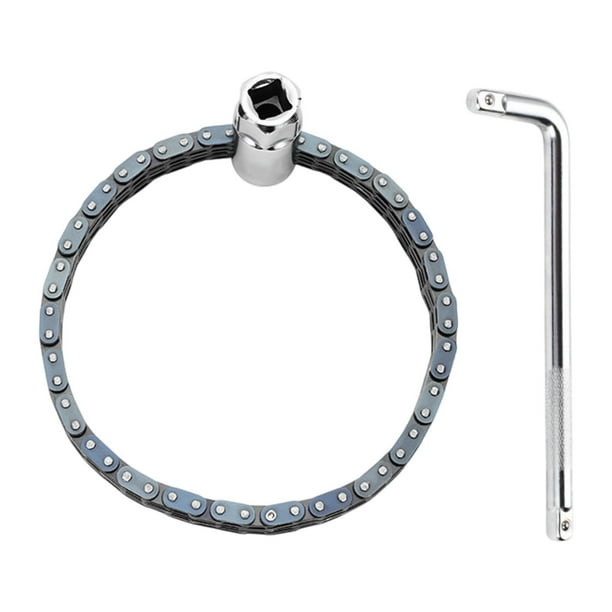 Llave de filtro de aceite de cadena Herramientas prácticas de accesorios de tubería Herramienta de reparación ajustable 52 Sección de la barra de curvatura