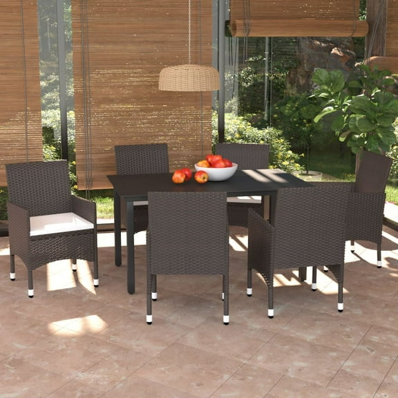 vidaXL Patio Dining Set Outdoor Dining Set Table and Chair Set Poly Rattan