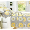 thumbnail image 4 of White & Yellow Sunflower Hypoallergenic Polyester Microfiber 3 piece Quilt Set Bedroom Quilt Bedding Full/Queen Size Gray, 4 of 8