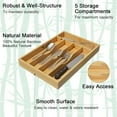 thumbnail image 6 of Bamboo Kitchen Drawer Organizer for Utensils, Silverware & Cutlery — Wooden Flatware Tray with 5 Compartments, Drawer Divider for Kitchen Storage, 6 of 7