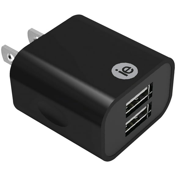 iEssentials Dual USB Wall Charger 2.4-Amp Black (IEN-AC22A-BK) IENAC22ABK