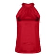 thumbnail image 4 of VNKIDY Womens Solid Color High Neck Halter Sleeveless Tank Top Loose Fit Casual Summer Top For Daily Party Wear Red L, 4 of 5