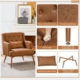 thumbnail image 6 of Topeakmart Modern Faux Leather Accent Chair with Lumbar Pillow for Living Room, Retro Brown, 6 of 8