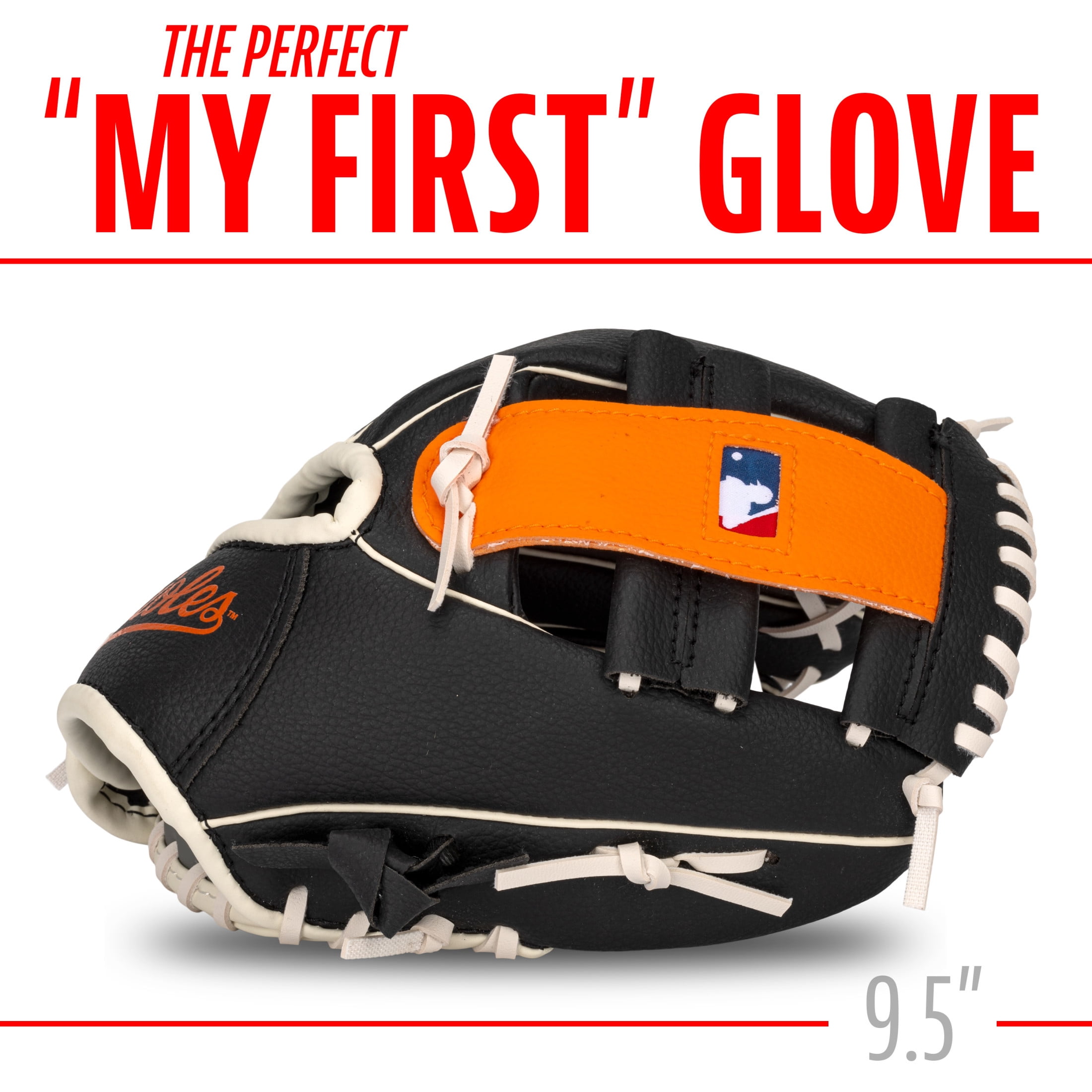 Franklin Sports MLB Baltimore Orioles Youth Teeball Glove + Ball Set, 9.5 in