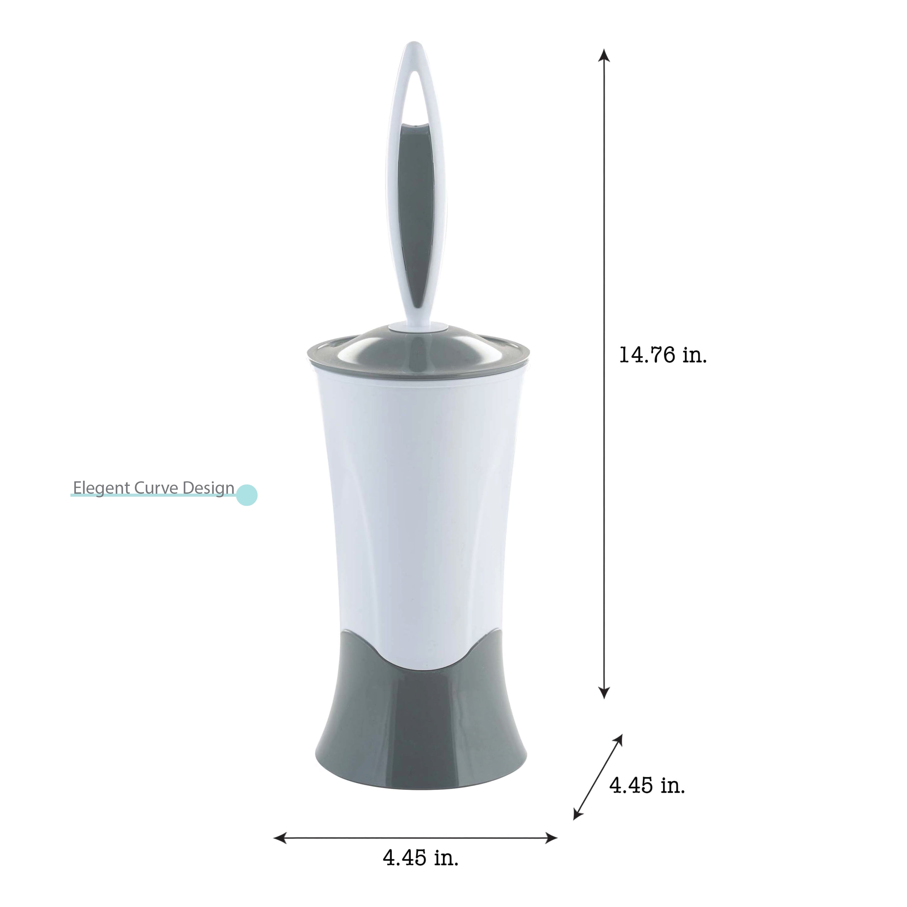 Bath Bliss 2 Pack Curve Design Toilet Brush and Holder, White