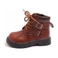 thumbnail image 2 of LYHao Fashion Soft Sole Short Boots For Girls British Style Comfortable Leather Children's Footwear ,Girls Boots Sizes 13 Brown(7-8 Years), 2 of 6