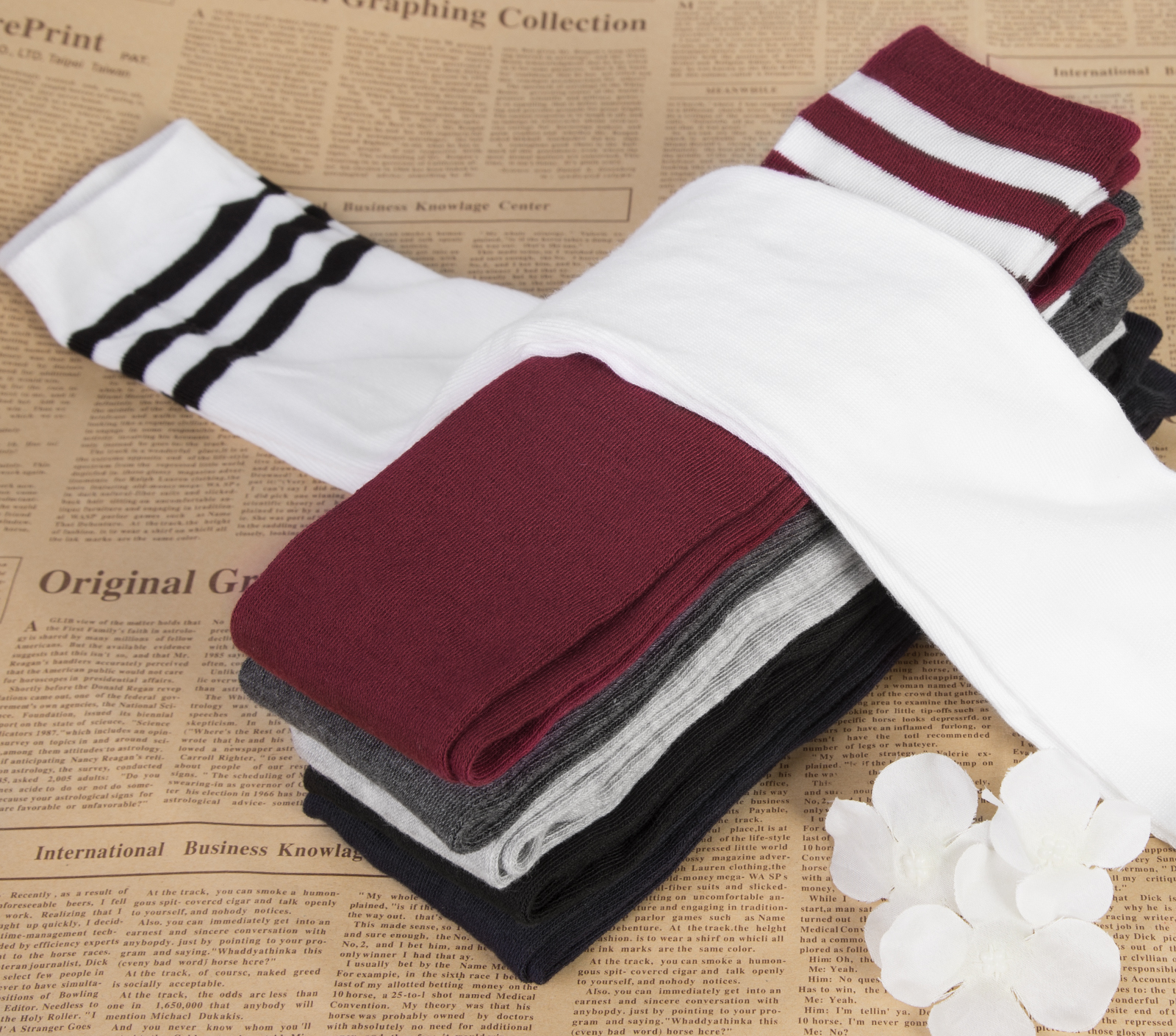 6 Pairs Thigh High Stockings Womens Knee High Socks, over The Knee Socks, Style a