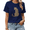 1-Blue, variant on Women's Beige Sitting Cheetah Profile Silhouette Graphic Short Sleeve T-Shirt Cotton Crewneck Top