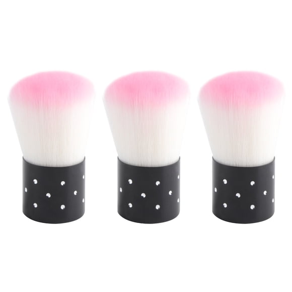 WORGEOUS Cepillo de pelo suave de manicura 3PCS Cepillo de polvo de polvo portátil Cepillos de limpieza de champiñones preciosos Herramienta de arte de uñas para salón Hogar Rosa