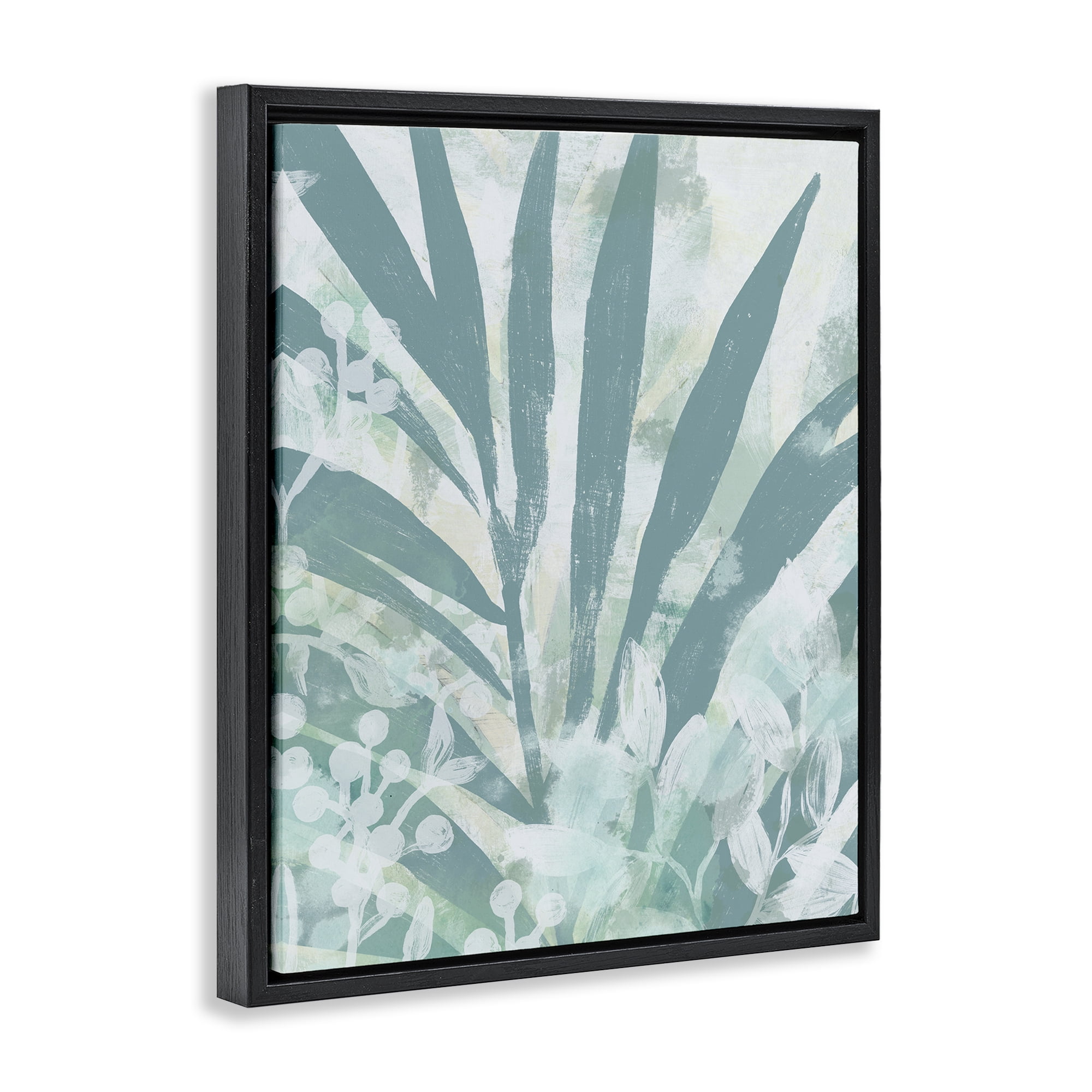Stupell Industries Palm Frond Splatter Botanical & Floral Painting Black Floater Framed Art Print Wall Art, 25 x 31