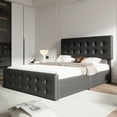 thumbnail image 2 of Bed Frame with 4 Storage Drawers and Upholstered Headboard, Queen/Full Size Upholstered Mattress Foundation with Linen Fabric/PU Leather/Velvet, No Box Spring Needed, 2 of 8