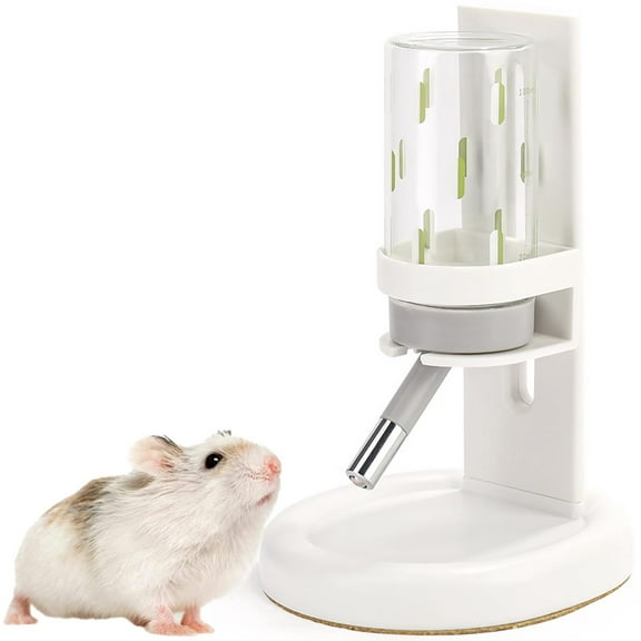 Hamster Water Bottle for Glass Tank, No Drip Guinea Pig Water Bottle with Stand/Holder Adjustable, (4oz, White)