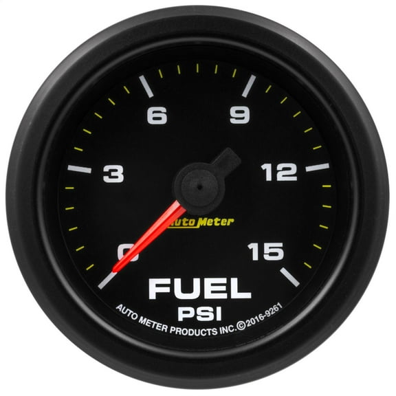 AutoMeter 9261 Extreme Environment Fuel Pressure Gauge; 2-1/6 in. 0-15 PSI; Black Dial Face; Fluorescent Red Pointer; Black Bezel; White LED Lighting;