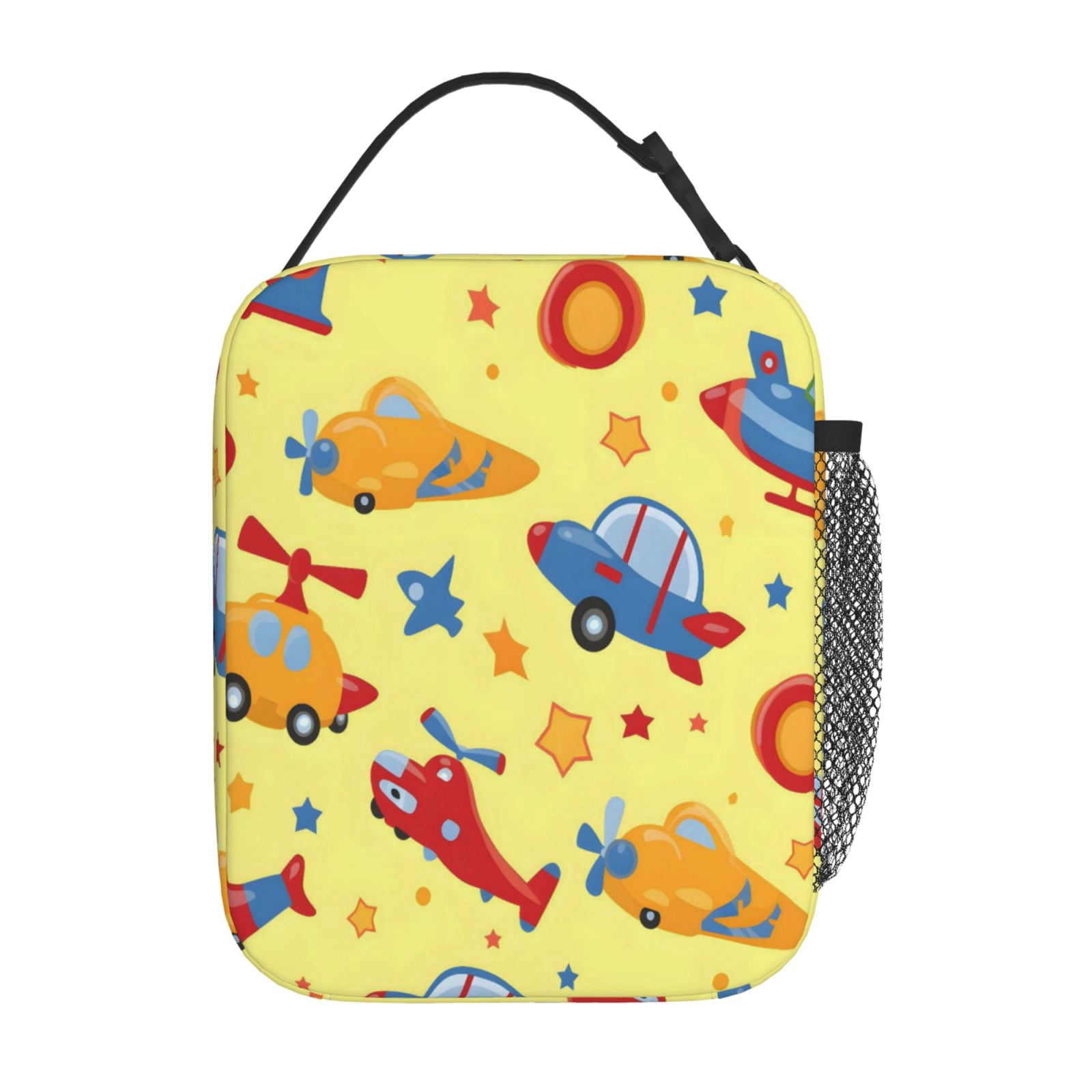 Lunch Bag For Women Men Insulated Portable Lunch Box Bento Box Office Picnic Travel Cooler Bag Colorful Cartoon Toy Car Plane Helicopter