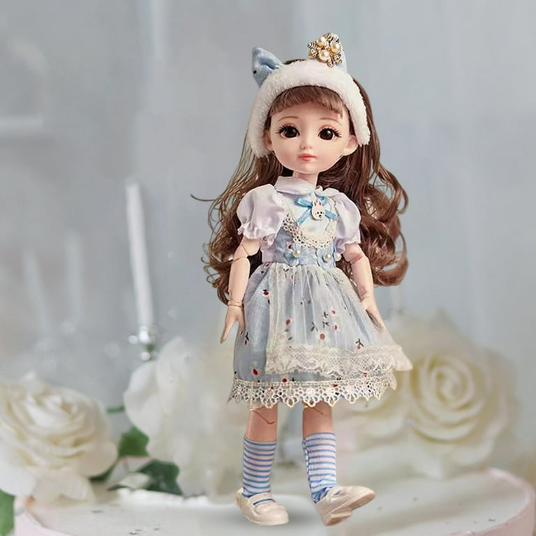 Makeup Doll Princess Doll Dress up Accessories Girl Doll Flexible Joint  Doll Kids Girls Toys Ball Jointed Baby Doll for Birthday Graduation black