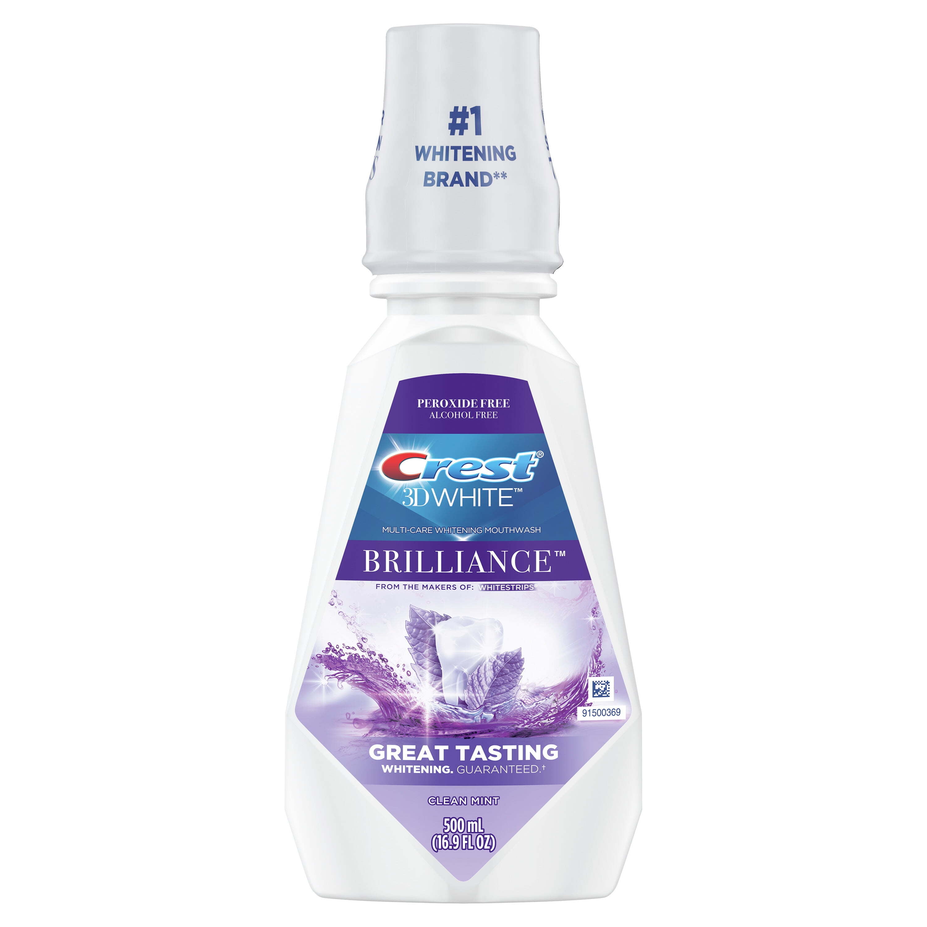 Crest 3D White Brilliance Alcohol Free Whitening Mouthwash, Mint, 500 mL