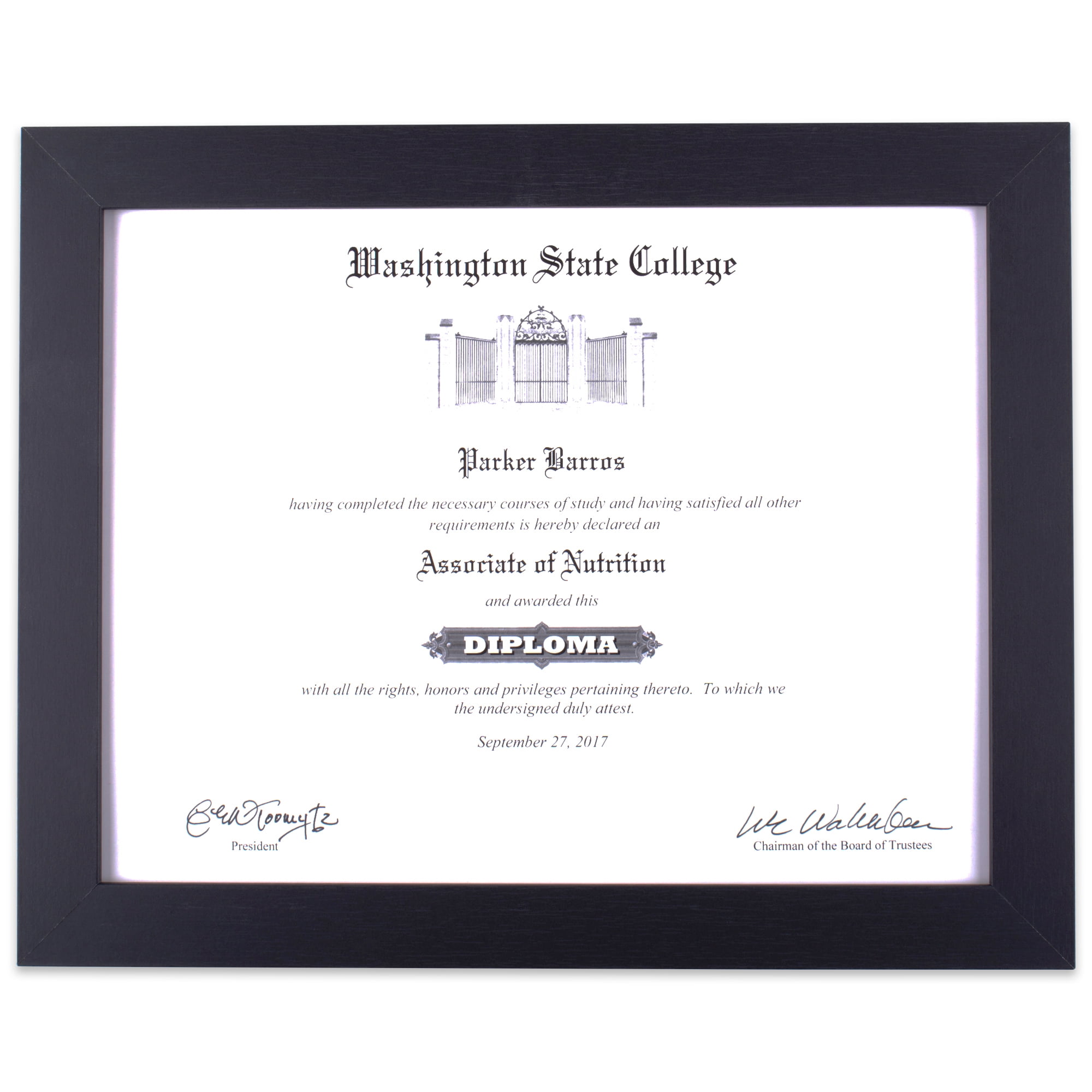 DII Document Frame Made to Display Certificates 8.5x11" Document