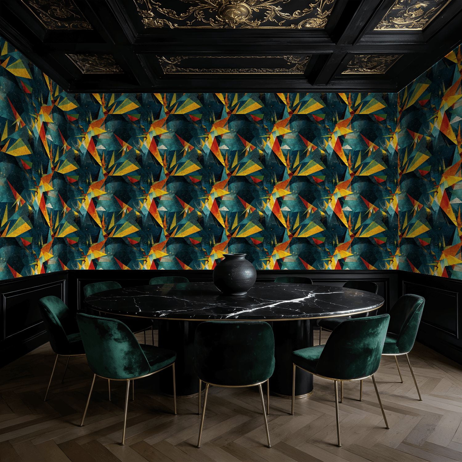 Mid Century Peel and Stick Wallpaper Retro Futuristic 50s Geometric Star Wall Art Wall Mural 17.7in x 9.8ft Self Adhesive Removable Wall Paper Renter Friendly Wallpaper for Bedroom