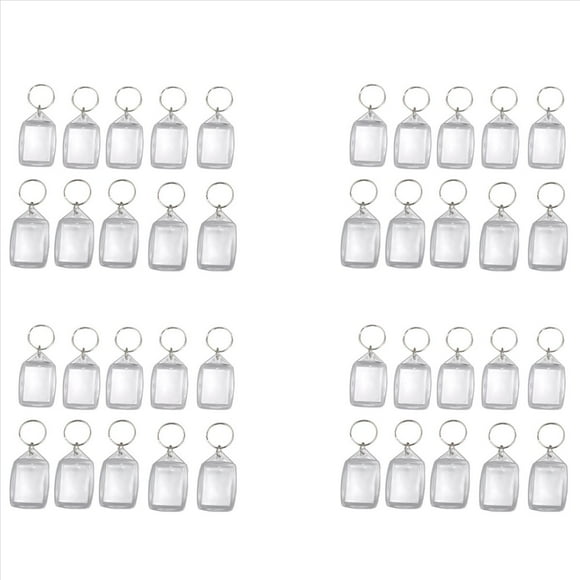 40X Clear Acrylic Plastic Blank Keyrings Insert Passport Photo Keychain Keyfob,40pcs x Clear Acrylic Plastic BLANK KEYRINGS (Not include photo inside),Clear