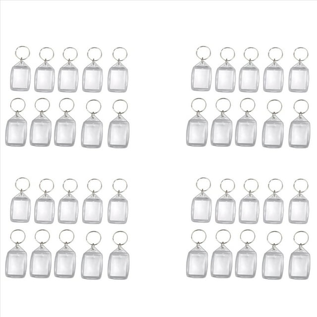 40X Clear Acrylic Plastic Blank Keyrings Insert Passport Photo Keychain Keyfob,40pcs x Clear Acrylic Plastic BLANK KEYRINGS (Not include photo inside),Clear