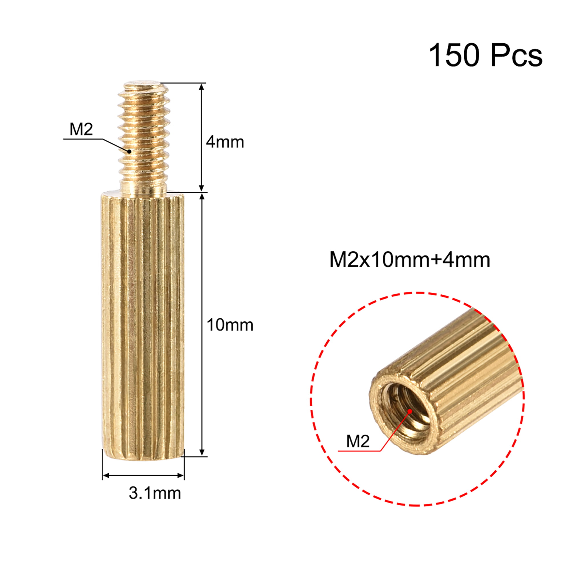 4 mm Male to Female Cylinder Knurled Brass Spacer Standoff 150pcs Details about   M2 x 10 mm 