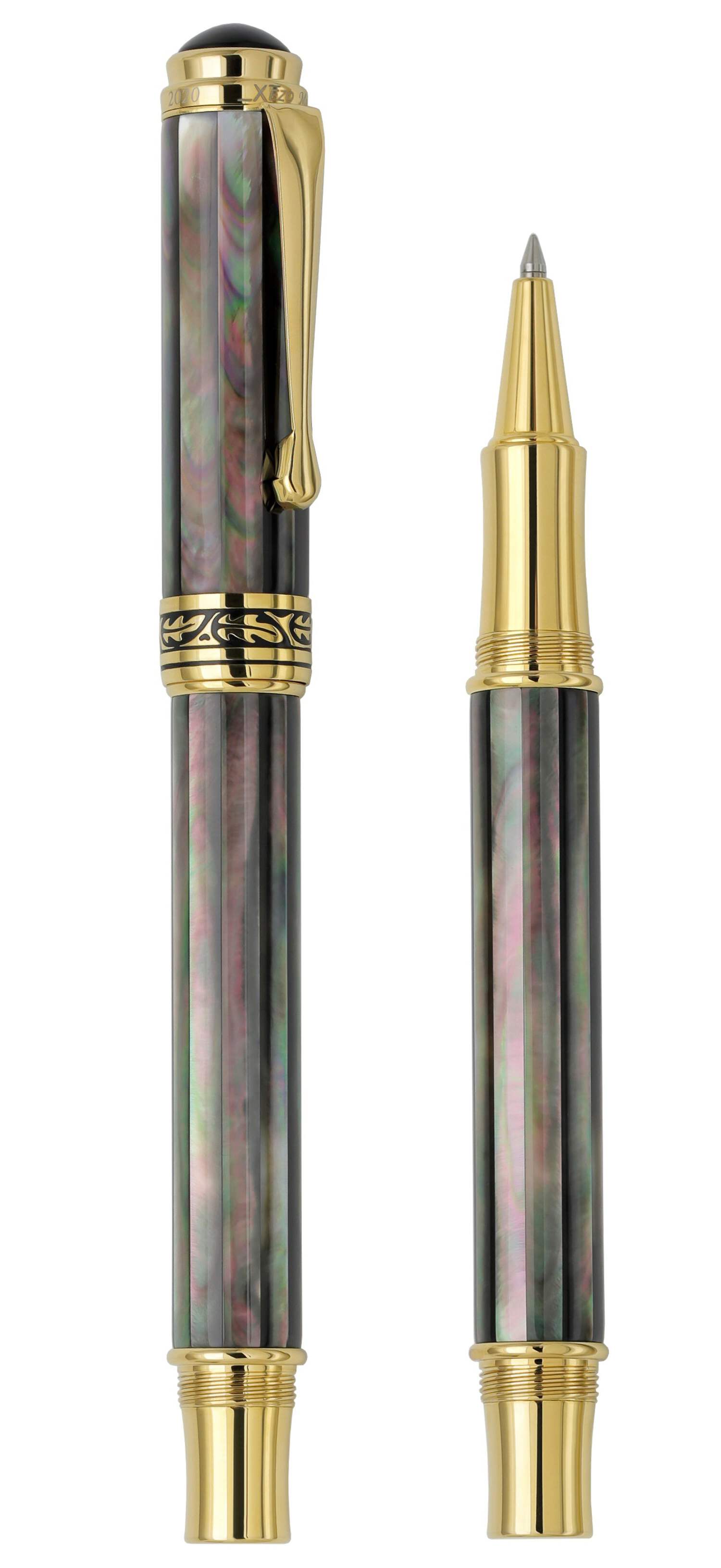 Xezo Xezo Maestro® 18K Gold Plated Rollerball Pen - Tahitian Black Mother of Pearl