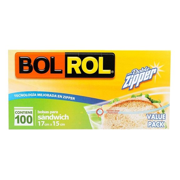 Bolsas herméticas Bol Rol para sándwich con zipper 100 pzas