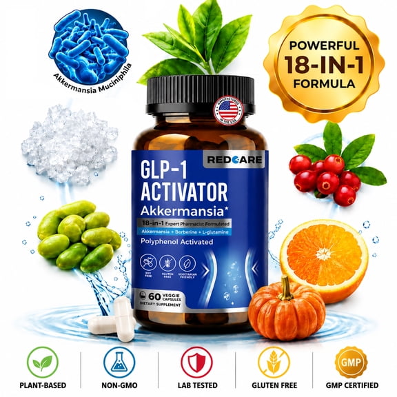 18-in-1 GLP-1 Activator Supplement, Berberine Probiotic Prebiotic Blend, Gut Digestion & Metabolism Support Capsules for Daily Body Care, 60 Count
