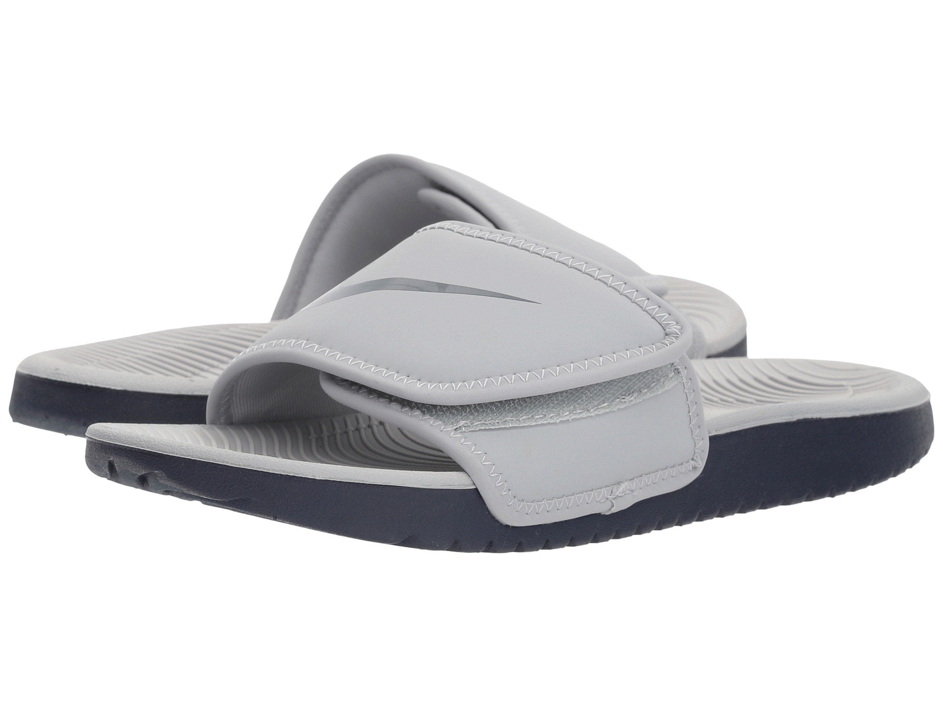 New Nike Boys Kawa Adjustable Slide Sandals Wolf Grey//Obsidian GS//PS SIZE 6Y