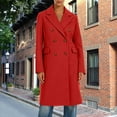 thumbnail image 2 of Sexlip Women's Winter Coat Elegant Notched Lapel Double Breasted Trench Coat Red L, 2 of 6