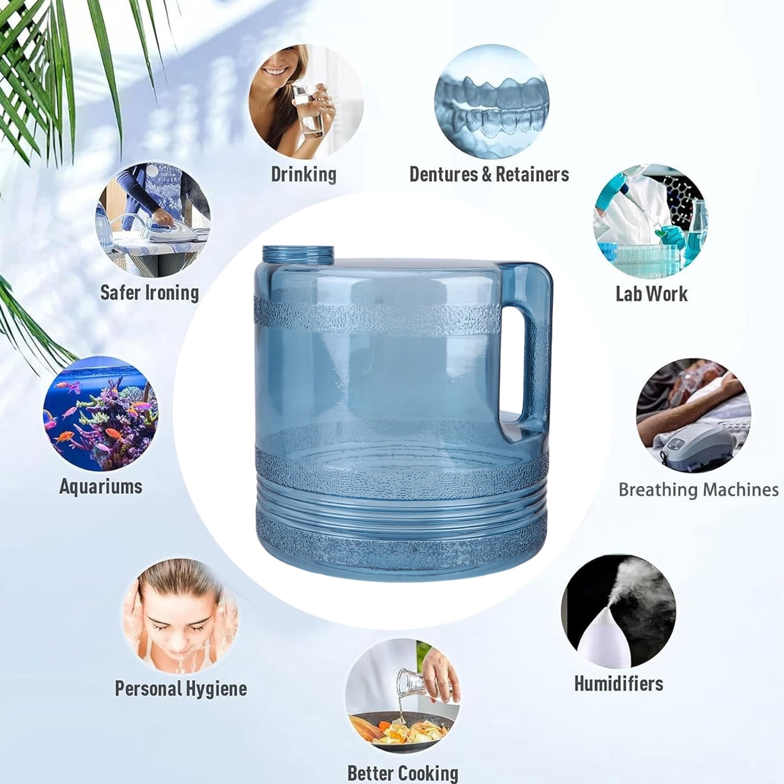 4L Distilled Water Collector with Handle, Easy Install Storage Container for Countertop Distillers & Beauty Use