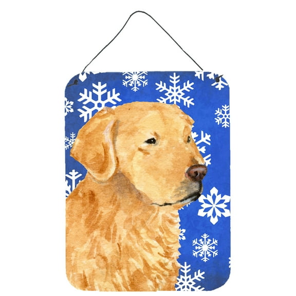 Golden Retriever Winter Snowflakes Holiday Wall or Door Hanging Prints