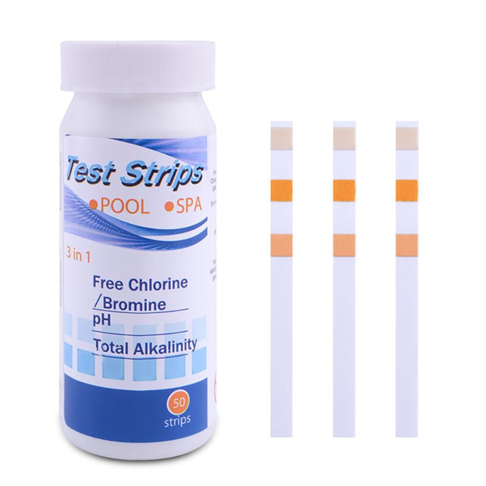 50Pcs Pool Test Strips 3in1 Water Test Strips PH Test Strips Water Quality Testing Tester