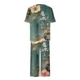 thumbnail image 4 of yievot Lounge Sets for Women Floral Printed Short Sleeve Shirts and Capri Pajamas Sets 2 Piece Sleepwear Loungewear, 4 of 5