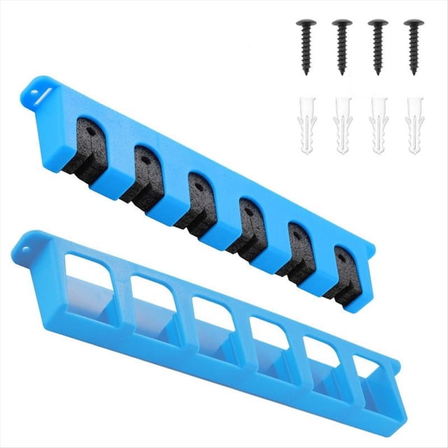 Soportes Verticales para Cañas de Pescar para Garaje, Soporte para Cañas de Pescar, Soporte de Pared para Cañas de Pescar, Capacidad para Hasta 6 Cañas, Color Azul.