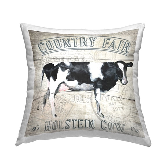 Stupell Industries Country Fair Cow Decorative Printed Throw Pillow Design by Gail Fraser