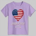 thumbnail image 2 of TOWED22 American Flag Holiday Tops for Girls 4th of July Patriotic Shirts Tee T-Shirts Soft Cotton Comfort(Purple,7-8 Y), 2 of 5
