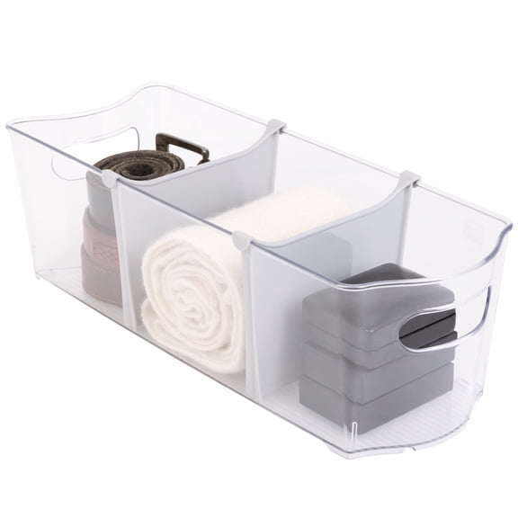 Clear Closet and Laundry Organizer Storage Bin with Removable Dividers
