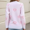 thumbnail image 3 of Cute Heart Sweaters for Women Crew Neck Valentines Day Sweater Long Sleeve Casual Ribbed Knit Pullover Top Light Pink, M, 3 of 6