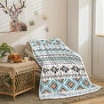 thumbnail image 4 of Aztec Blanket, Brown and Blue Boho Native Tribal American Throws Blankets, Southwest Geometric Vintage Flannel Soft Blanket Cover for Couch Chair Bed Outdoor Travel Decor, 50X60IN, 4 of 5