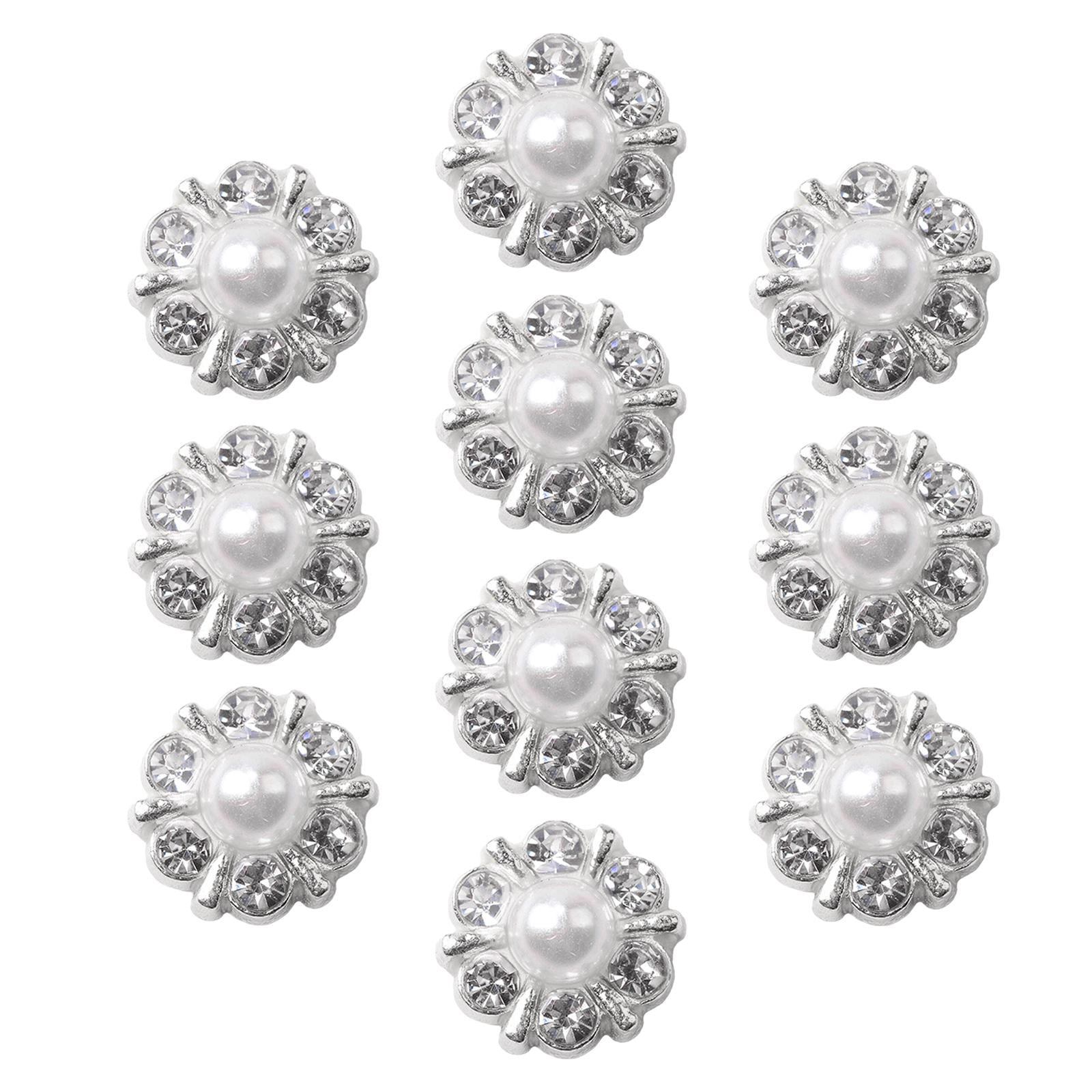 10 Pcs / 16mm / Silver Sew on Square Rhinestone Buttons, Silver Sew on  Crystal , Flower Centre, Wedding Crystal Diamante Embellishment S13S 
