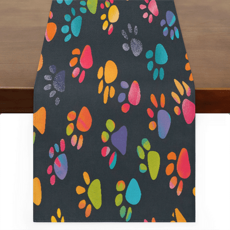 

Qzaxky Table Runner Boho Table Runner Puppy Paw Print Footprint Bohemian Boho Outdoor Table Runner Decoration for Indoor Outdoor Home Dinner Party Wedding Decor 13 x 48 Inch
