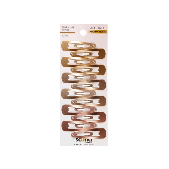 Scunci by Conair Color Match Contour Snap Clips, Hair Accessories, 12 Count